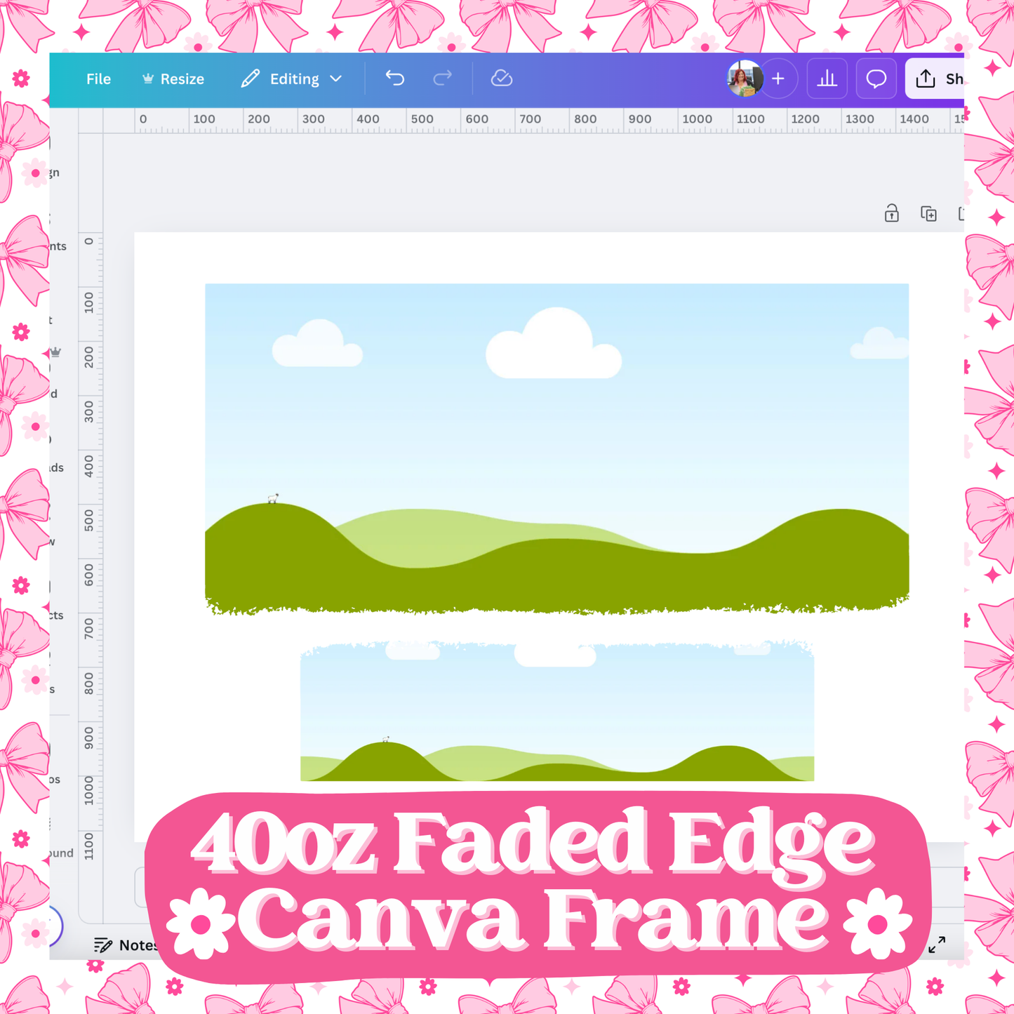 40oz Faded Edge - Drag & Drop Canva Frame - Digital Download